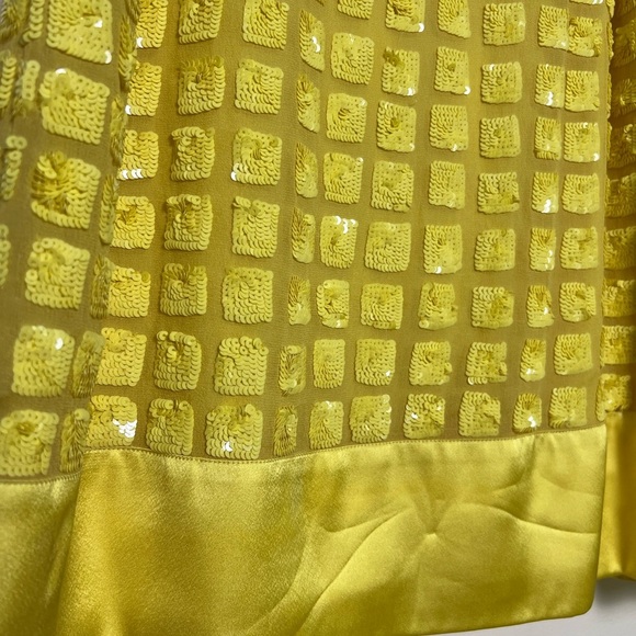 Aidan Mattox Womens Yellow Sequins Dress 6 Prom Homecoming Party Shine Silk Chic - Picture 4 of 17
